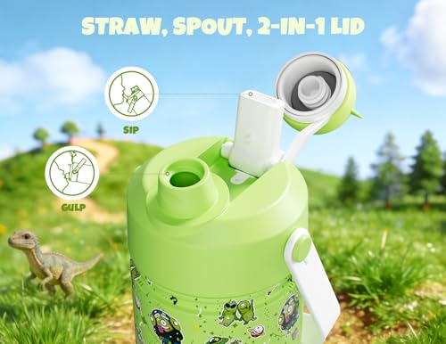 POWCAN 12 oz Insulated Water Bottle for School 2-in-1 Straw Spout Lid - 7.69 - 10.44 w/ Code + 50% Off Code 2FHALUU6 - image 3