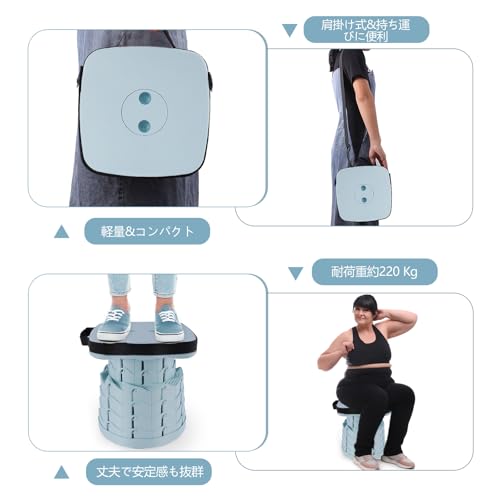 G GO . HO 折りたたみ椅子 伸縮式 四角 コンパクト CD-XKDZ-001 の商品画像 2