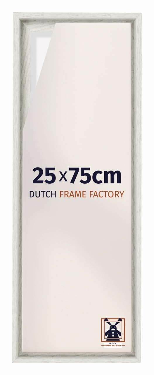 Dutch Frame Factory - Schattenfugenrahmen 25x75 - White Wash - Rahmen für Leinwand Bilder auf Keilrahmen - MDF - Lausanne