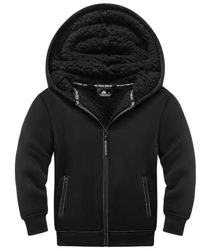 Image of SWISSWELL Unisex Boys Girls Fleece Hoodie Sherpa Lined Jacket Zip Up Hooded Sweatshirt Winter Outerwear for Kids