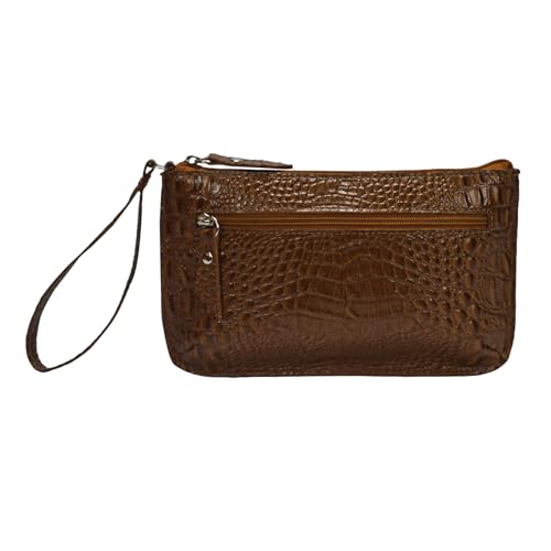Bolsa Clutch Carteira de Mao e Porta Celular Feminina em Couro Legítimo Madamix MDXP046 (Chocolate)