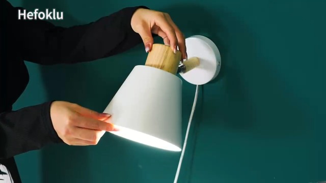 Image of White Plug in Wall Sconces with Switch for Bedroom, Modern Rotation Wall Lamps Up Down E26 Mounted Fixture Wood Metal Lighting Switch Bedside Decor Reading Lights for Kids Bedroom, Living Room