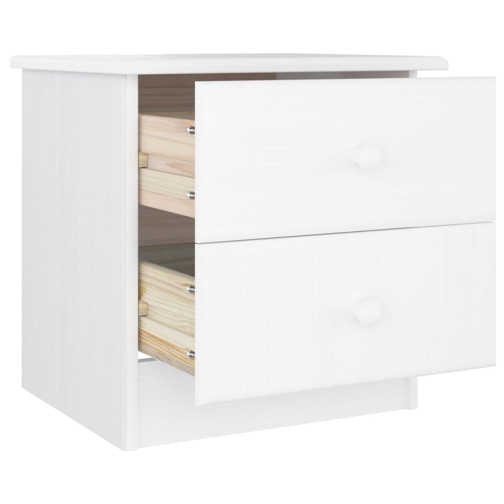 Generico Comodino Alta Bianco 41x35x41 cm in Legno Massello di Pino,Comodini