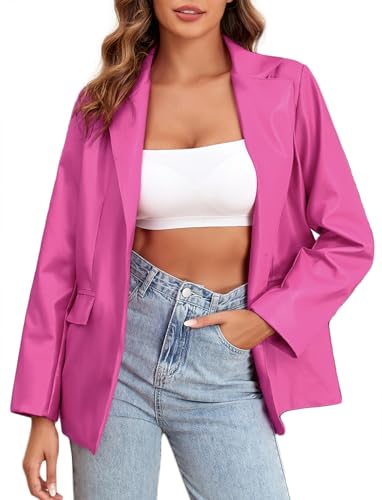 CYCLAMEN 2024 Fall Womens Faux Leather Jacket Blazer Motorcycle Coats Winter Outfits Clothes