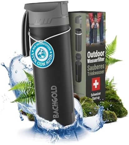 BACHGOLD® Botella filtro purificador para exterior [500ml] capaci...