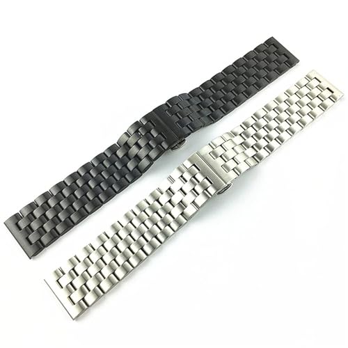 Watch Strap Stainless Steel Flat Interface Band Men's And Women's Metal Matte Butterfly Buckle Wrist Belt 18mm19mm20mm21mm22mm24mm26mm3