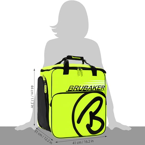 BRUBAKER Súper campeón de esquí Bolsa para el Casco Bolsa de la Mochila con Compartimiento para los Zapatos - Amarillo neón/Negro - imagen 6