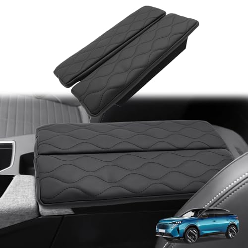 GAFAT Compatible avec Peugeot 3008 GT Allure E-3008/5008 E-5008 2024-2026 Housses d'Accoudoir, Housse de Protection pour Console Centrale, Cuir Microfibre PU, 3CM Épaisseur, 3008 2025 Accessoires