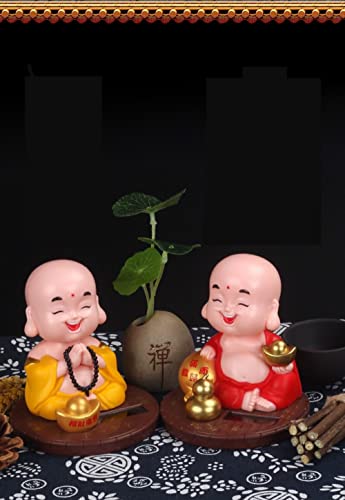 Image of AUGEN Small Buddhist Monk Solar Ornaments, Automatic Nodding Lucky Meaning Light Energy Sensing Eco Friendly Solar Buddhist Monk Statue Decoration for Home Car Dashboard (Pack of 1)(A, Red)