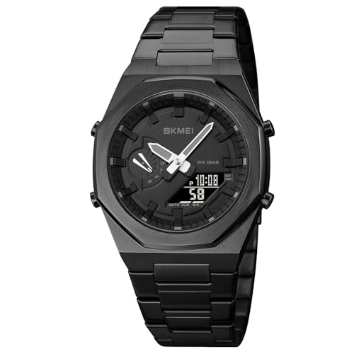 Image of SKMEI Stainless Steel Men Analog Watch Dual-Display Electronic Watch with Luminous 30M Waterproof Watch Fashion Multifunctional Sports Watch for Men- 1816
