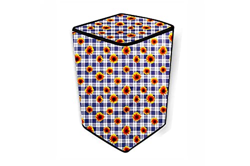Image of Stylista Top Load Fully Automatic Washing Machine Cover Compatible for IFB 8 kg, 8.5 kg, 9 kg & 9.5 kg, Gingham Floral Pattern Blue