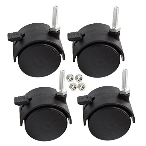 DICASAL2" Shelving Caster, Swivel Stem Caster Wheel with 1/4" - 20 x 1" Thread Stem for Small Shelf and Furniture Pack of 4 Stem diameter is 1/4" - 20 x 1" Black DCS-10B 4