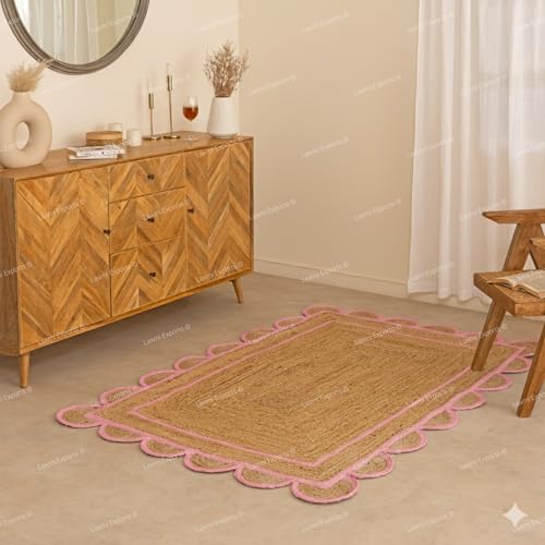 Tapete Decorativo Natural de Yute 2.5x8 Ft Rosa miniatura 2