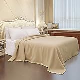 Mingqiu Pure New Wool Blanket, 500GSM 100% Pure New Zealand Wool, Large Heavy & Queen Size, Suitable for Bed & Camping, Full/Double Size (Light Camel, 90x80In)