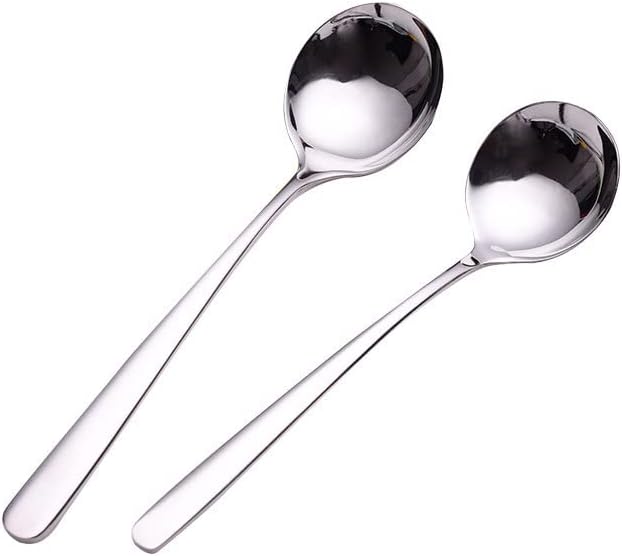 Silverware Flatware Set, 2/8/12/16 Pieces Household Thickened 304 Stainless Steel Spoons 304 Stainless Steel Long Handle Student Small Round Spoons (Color : Silver, Size : 4Set-8Pcs)