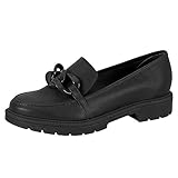 Mocassim Tratorado Feminino Loafer Oxford Salto Preto (Preto/Preto, BR, Adulto, Numérico, 35)