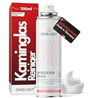 ONELIQIT® Kaminglasreiniger extra stark 300ml, Kaminscheibenreiniger mit Hochleistungs Aktivschaum Rezeptur für die effektive Beseitigung von hartnäckigen Verbrennungsrückständen