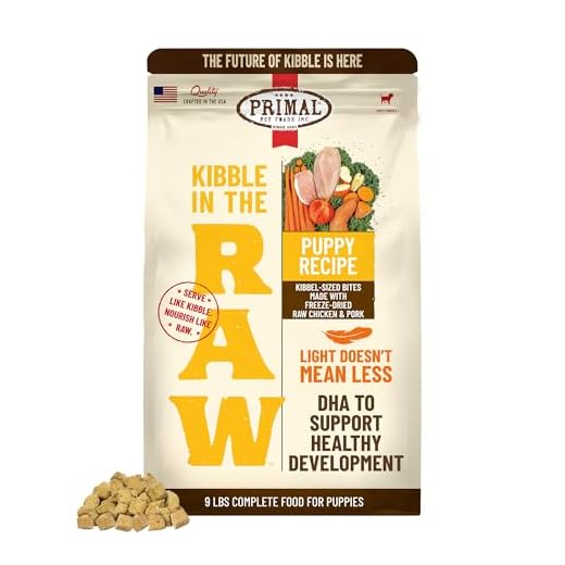 Primal Kibble in The Raw, Freeze Dried Dog Food, Puppy Recipe, Scoop & Serve, Made with Raw Protein, Whole Ingredient Nutrition, Crafted in The USA, Dry Dog Food 9 lb Bag
