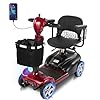 20 Miles 4 Wheels Mobility Scooter for Seniors/Adults Up to 300LBS,350W Electric Wheelchair Detachable Lithium Battery,Dual Baskets,Rotating Seat,with Taillight, USB Charging, Red 18AH