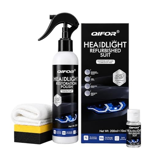 QIFOR Automotive Headlight Restoration Kit Oxidized and Yellowed Automotive Headlamps Blurring Enhanced Crystallization Coating Refurbisher Maximum Gloss & Shine