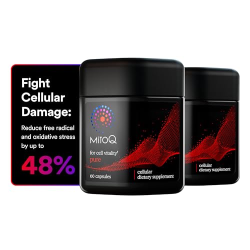 MitoQ Pure Advanced Mitochondria Supplement - Superior Bioavailability to CoQ10 - Patented Vitality Supplement for Sustained Energy Heart Health Metabolic Support and Healthy Aging (120 Capsules)