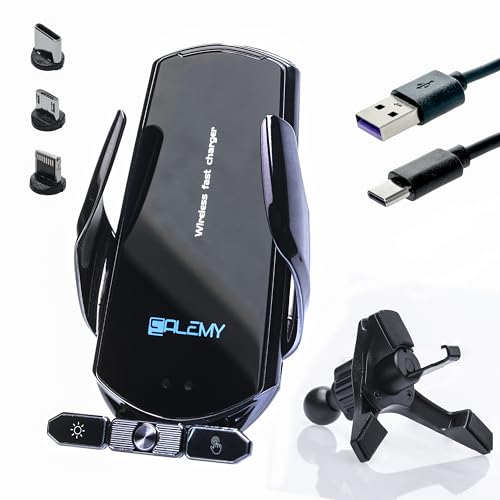 Bil trådlös laddare - automatisk trådlös laddning - bil trådlös laddare - automatisk sensor - trådlös smartphone-support - snabbladdning - kompatibel Samsung Android Xiaomi