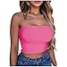 Damen Sexy Crop Top Sommer Mode Einfarbig Schlauch Top Casual Bequem Ärmellos Stretch Trägerlos Basic Bandeau, rose, M