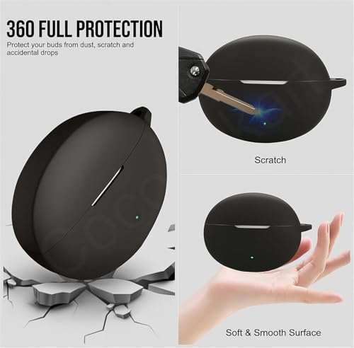 Image of Silicone Case Cover for OnePlus Buds 4 with Cleaner Kit,Lanyard & 4 Pcs Cable Protectors (Black)