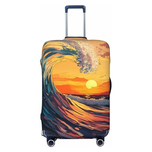 Ocean Waves Elastic Travel Luggage Cover, Washable Spandex Suitcase Protector, Anti-Scratch Fits 18-32 Inch