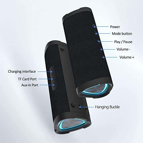 Image of Vanzon Bluetooth Speaker, 24HPlaytime BT 5.0 Portable Wireless Speaker with IPX7 Waterproof, 24W Loud Stereo Sound Speaker for Outdoor /Home /Party