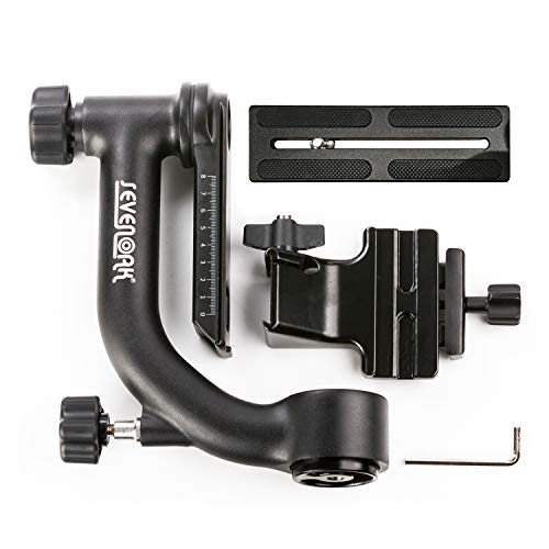 Sevenak SK-GH01 Heavy-Duty Panoramic Time Lapse Tripod Gimbal Head Arca-Swiss Quick-Release Plate Telelens Canon Nikon Olympus Sony DSLR Cameras Camcorders Bird Wildlife Photography