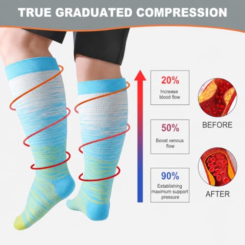 Image of Plus Size Compression Socks: Wide Calf for Women Men 20-30 mmHg