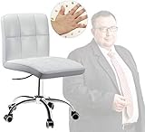 OUTMASTER 360° Office Desk Chair,PU Adjustable Rolling Task Chair with Backrest for Barber,Office,Home, Computer,360° Swivel,Armless (White)