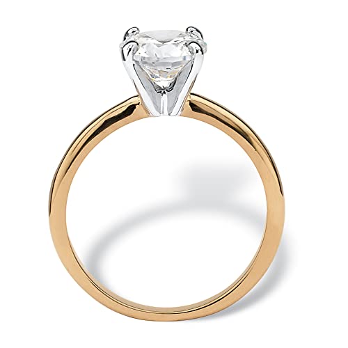 Palmbeach Jewelry Yellow Gold-Plated Platinum-Plated Or Silvertone Round Cubic Zirconia Solitaire Engagement Ring Sizes 5-10 Size 7 #TOP1
