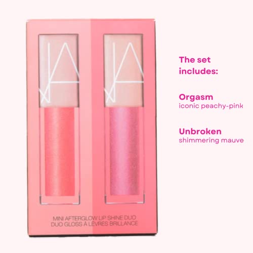Nars Mini Afterglow Lip Shine Gloss Set:: Orgasm (Sheer Peachy Pink With Golden Shimmer), Unbroken (Shimmering Mauve) #TOP3