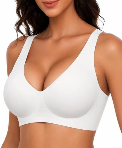 BH Damen Ohne Bügel Push Up BH Nahtloses Bustier Damen BH Seamless Bralette | BH Ohne Bügel Große Brüste Starker Halt V-Ausschnitt BH für Noamale und Große Größen BHS Bequemer T-Sh