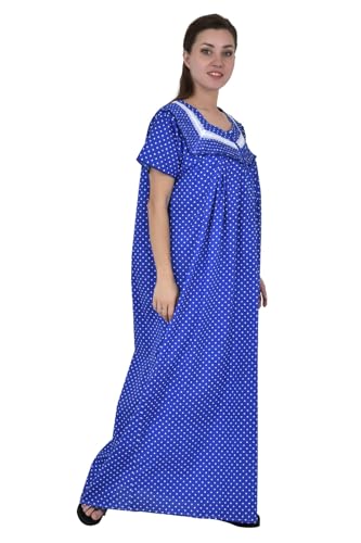 Image of Onekbhalo Women's- Full Sleeves-Feeding- Nursing- Maternity Nighty /Maxi /Gown /Nightdress /Nightwear- Hosiery Cotton Fabric- Floral Print- Embroidery with Zip