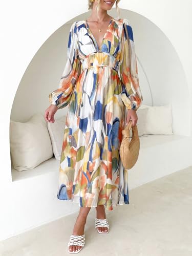 Image of Maxigerui Women's Long Sleeve Floral Maxi Dress 2026 Spring Summer Wedding Guest Dress