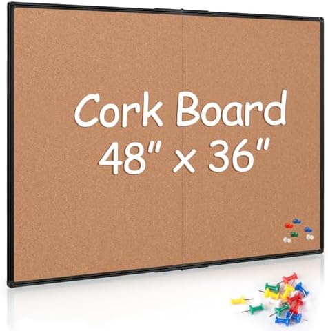 Cork Board Bulletin Board 36 x 48, Foldable Notice Pin Board for ...