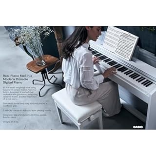 Casio Privia PX-770 – 88-Key Weighted Console Digital Piano | Tri-Sensor II Scaled Hammer Action Keys | AiR Sound Source, 19 Tones, Concert Play, 16W Stereo Speakers, USB-MIDI | Elegant White Cabinet