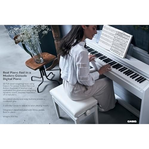 Image of Casio Privia PX-770 - 88-Key Weighted Console Digital Piano | Tri-Sensor II Scaled Hammer Action Keys | AiR Sound Source, 19 Tones, Concert Play, 16W Stereo Speakers, USB-MIDI | Elegant White Cabinet | 88 Weighted Keys with Simulated Ebony and Ivory Surfaces, Multi-Dimensional Morphing Air Sound Source with 19 Tones