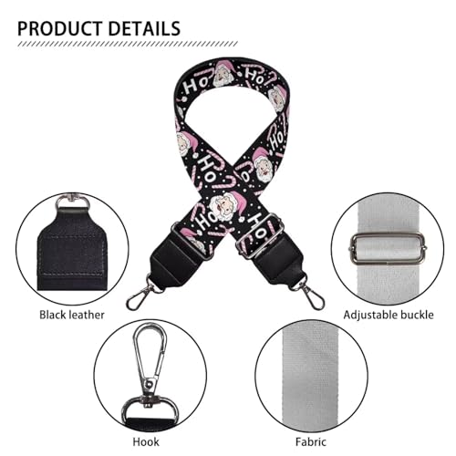 Image of Talayituse Santa Claus Candy Print Shoulder Strap Christmas Decoration Wide Purse Bag Strap Adjustable Replacement Belt Luggage Crossbody Shoulder Bag Strap for Women Girls