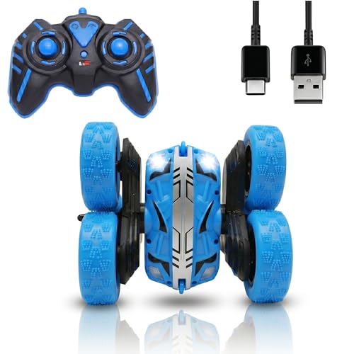 Image of Amazon Brand - Jam & Honey Off Roader Rechargeable Remote Control Car | RC Monster Truck with LED Headlights, Type-C Charging, Anti-Skid Tyres, 120 Ft Range | 2.4GHz Remote Controller - Blue (MT1624)
