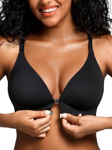 Image of Racerback Bras with Metal Magnetic Front Closure - S-XL Wireless for Women No Underwire Seamless Supportive Bralettes