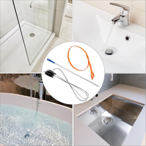 QWORK® 3 stück rohrreinigungsbürste, abflussreiniger spirale,inklusive 155 cm doppelseitiger bürste, 45 cm duschabflussentferner und 50 cm haarverstopfungsentferner