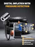Jump Starter with Air Compressor, Battery Jumper Starter Portable,12V Jump Box with 160PSI Tire Inflator for Car Battery, LED Display for All Gas & 12L Diesel Engines, LED Light, Jumper Cables