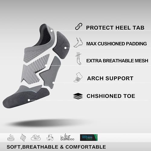 BRISIRA Coolmax Bamboo Viscose Compression No Show Socks Moisture Wicking Cushion Short Low Cut Ankle Athletic Sock for Golf3