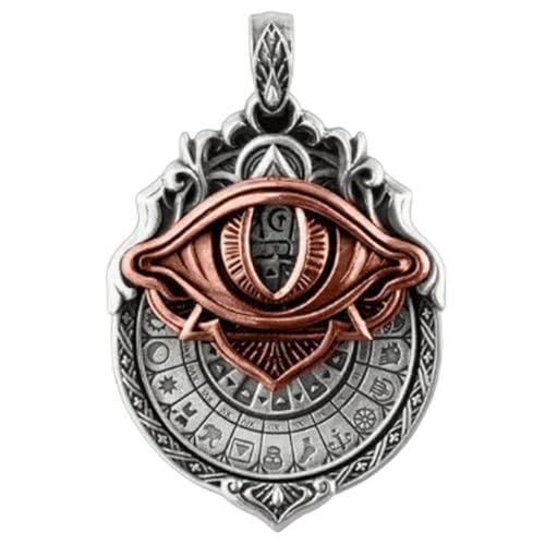 Handmade Tarot Vision Pendant,All-Seeing Eye Necklace,Rotatable Symbol Pendants,Spiritual Guidance,Fate Insights,Smooth Rotation (Silver-A)