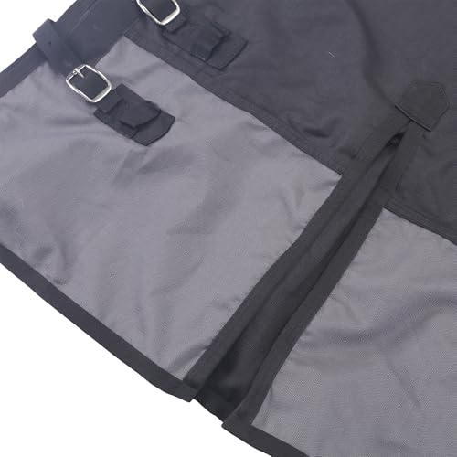1200D Horse Blanket Waterproof Breathable Turnout (no Filling) Standard Neck Horse Sheet Black Grey 75IN - Image 6