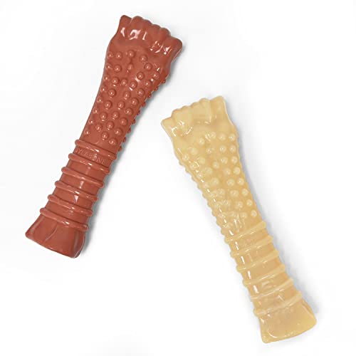 Nylabone Textured Knuckle Bone Power Chew Toys for Dogs, Durable & Tough Dog Toys for Aggressive Chewers, Original & Bacon Flavor, X-Large/Giant - 50+ lbs, 2 Count